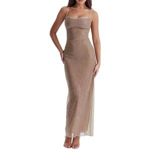 House of CB Gold Sequin Slip Gown